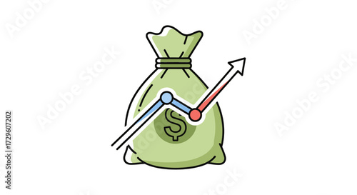 Financial growth illustration showcasing increased wealth and positive economic uptrend with
