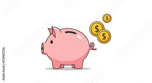 Cartoon pig money saving illustration represents financial security and future earnings potential