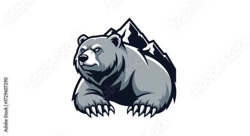 Powerful Grizzly Bear with Mountain Background.