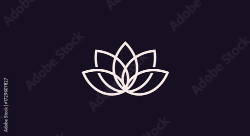 Elegant minimalist lotus flower line art logo design.