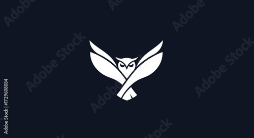 Stylized white owl logo with powerful spread wings.