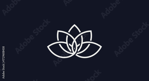 Elegant white lotus flower outline symbol for wellness and spirituality.