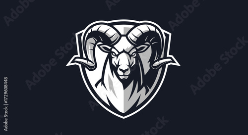 Powerful ram head mascot inside a shield emblem.