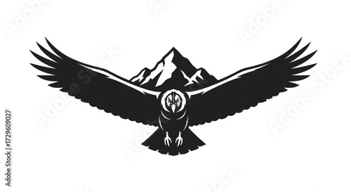 Majestic Andean Condor Soaring Above Mountain Peaks.