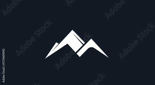 Abstract minimalist mountain range symbol icon.
