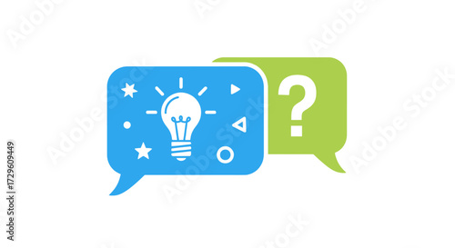 Brainstorming session with idea illumination and questioning for business growth and strategy