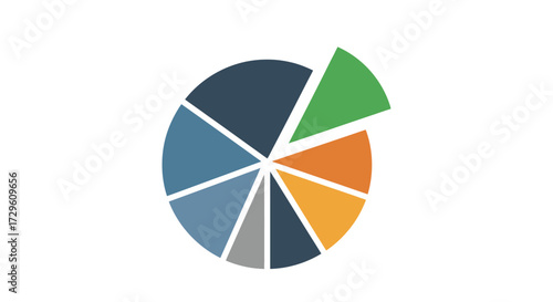 Abstract pie chart illustrating data distribution and percentage representation with a focus on