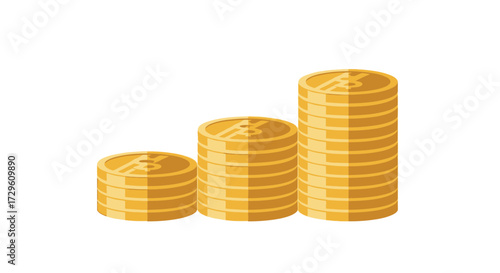 Rising stacks of golden coins illustrating financial growth and wealth accumulation with upward