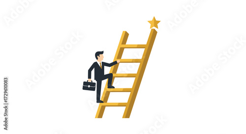 Striving for Success: A Businessman Ascending the Ladder to Achieve His Ambitions