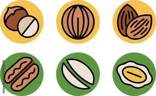 Nuts Vector Flat Graphics Illustration Healthy Food Hazelnut Almond Pistachio Ingredient