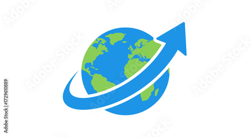 Global expansion concept featuring arrow encircling earth for international business
