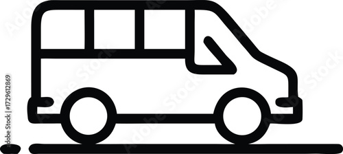 Outline Icon Of A Van On A Line vehicle transportation transparent web icon