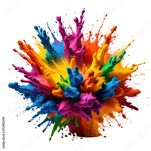 Explosion of vibrant, powdered colors erupting, on a black background