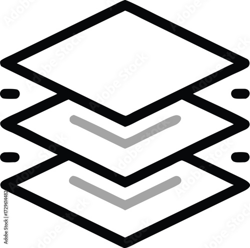 Down Arrow Icon with Stacked Layers Symbol on White Background double arrow transparent web icon