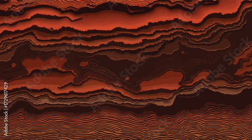 Abstract Topographical Layers of Reddish Brown and Orange Hues pattern texture.