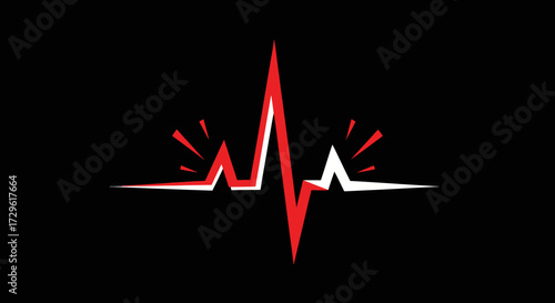 Vibrant red and white heartbeat pulse line graphic.