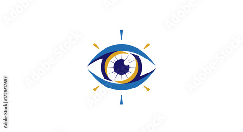 Stylized Eye with Nautical Wheel Spokes Vision and Navigation Concept.