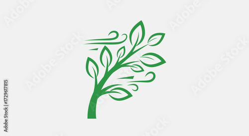 Green leaves branch windy design nature.