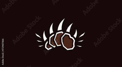 Stylized Bear Paw Print with Sharp Claws and Brown Pads.