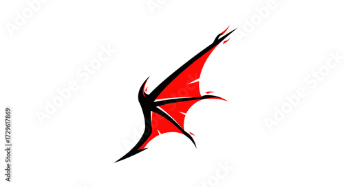 Stylized Red and Black Wing Graphic Design Element.