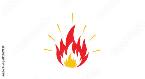 Stylized Fire Illustration with Yellow Accents on White Background.