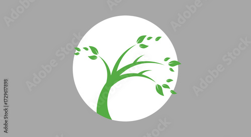 Abstract stylized green tree in circle.