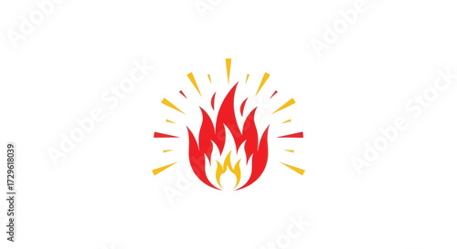 Vibrant stylized fire flame illustration with radiating energy.