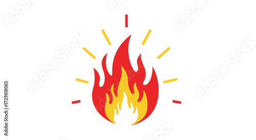 Fiery flames of vibrant red and yellow colors burning brightly.