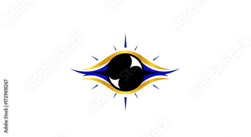 Abstract Eye with Compass Rose Elements.