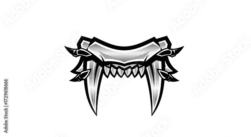 Stylized monstrous jaw with sharp fangs illustration.