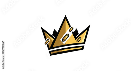 Golden Crown with Bullets Royal Emblem Powerful Symbol Luxury Icon Elite Status.