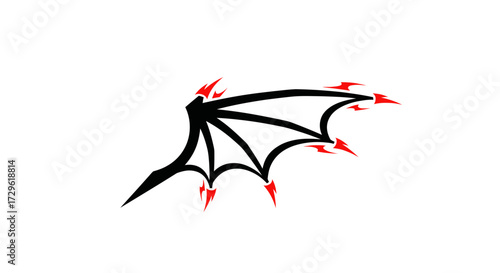 Black Devil Wing Tattoo Design with Flames.