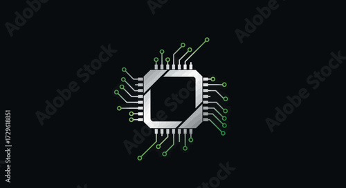 Detailed illustration of a central processing unit chip with pins representing computing power.