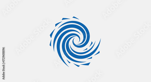 Blue Swirl Design with Radial Lines and Spiraling Pattern.