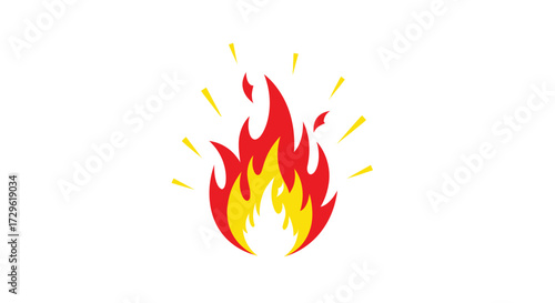 Vibrant Cartoon Fire Flame Icon Illustration.