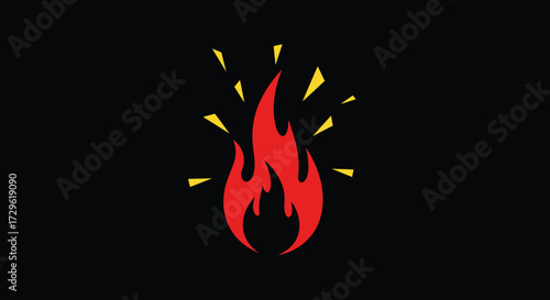 Fiery Flame Illustration Red and Yellow.
