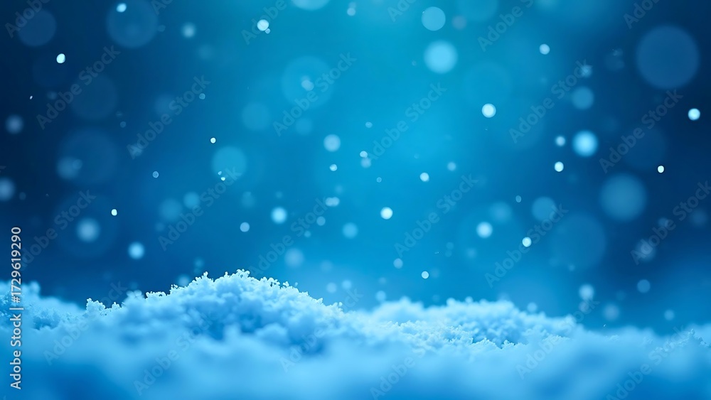 Obraz premium Abstract Blue Winter Snow Background with Bokeh Lights