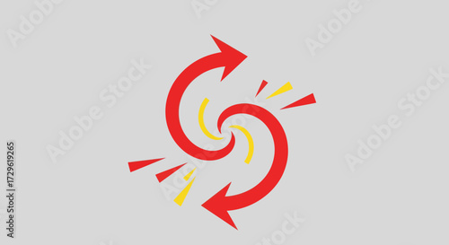 Dynamic Circular Flow of Red Arrows.