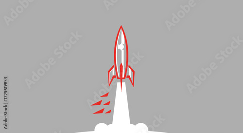 Red Rocket Launching into Space.