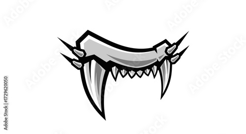 Stylized illustration of sharp fangs and teeth a menacing dental display.