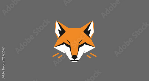 Stylized geometric red fox head logo design.
