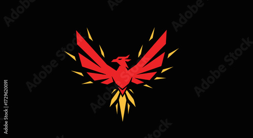 Red phoenix logo design stylized bird powerful symbol.
