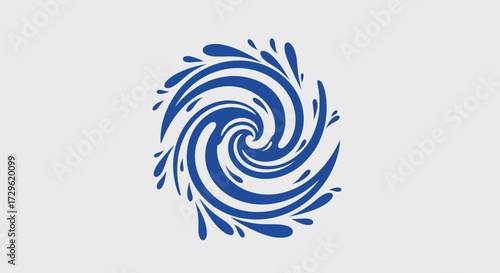 Abstract swirling blue water design dynamic water pattern circular water splash artistic water vortex vibrant blue color scheme.