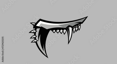 Stylized illustration of sharp fangs and teeth a predatory animal jaw.