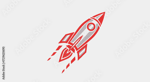 Red and Silver Rocket Ship Design for Space Exploration and Travel.