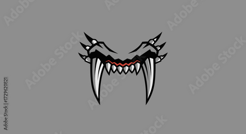 Stylized Fangs with Sharp Teeth and Spikes Illustration.
