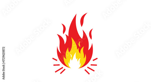 Vibrant Cartoon Fire Flame Icon Illustration.