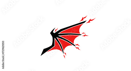 Fiery Red Demon Wing Logo Design.