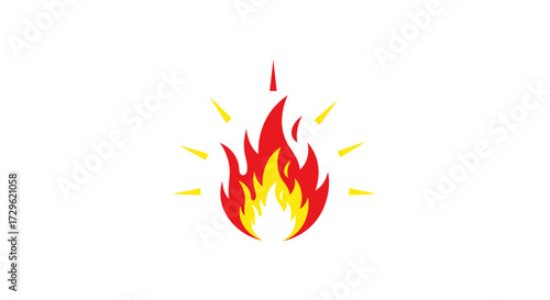 Vibrant Cartoon Fire Flame with Sparks Illustration.