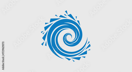 Abstract blue spiral wave logo design element.